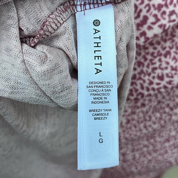 Athleta Women’s Large Micro Cheetah Bashful Rose Sleeveless Breezy Tank Top - Picture 7 of 8
